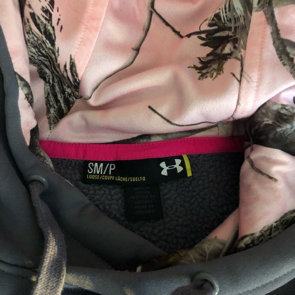 Underarmour Realtree Womens Sweatshirt Hoodie Storm1 Small Pink Camo - Picture 6 of 15